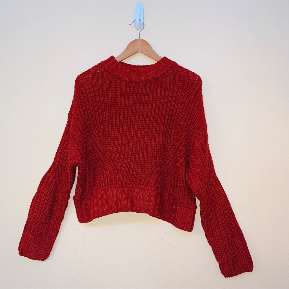 Moon & Madison Orange Chunky Cropped Sweater
